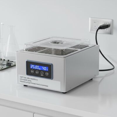 Unit Size 280x180x200mm Table-Top Ultrasonic Cleaner Low Noise Level Equipment for Medical and Electronic Parts Cleaning