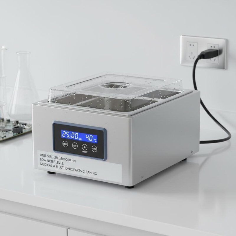 Unit Size 280x180x200mm Table-Top Ultrasonic Cleaner Low Noise Level Equipment for Medical and Electronic Parts Cleaning